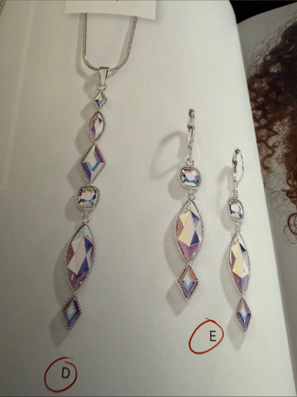 Touchstone crystal Off beat pendant and off beat earrings